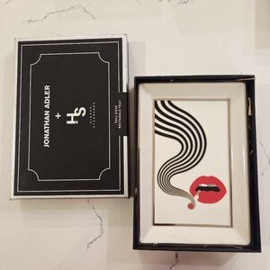 Jonathan Adler X Higher Standards Full Dose Red Lips Black White Tray Dish